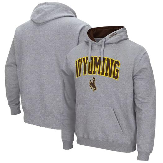 Мужской серый пуловер с капюшоном Wyoming Cowboys Arch и Logo Colosseum