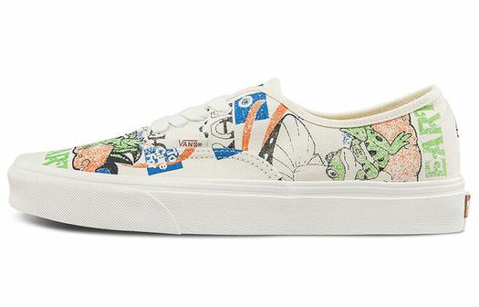Кроссовки Vans Authentic Low Tops Casual Skateboarding Shoes Multi-Color Funny Printing Unisex 'White Black Blue'