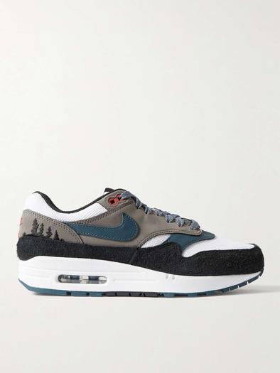 Кроссовки Air Max 1 Escape из замши и сетки с кожаной отделкой NIKE, серый