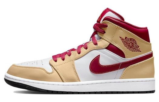 Кроссовки JORDAN 1 Mid Light Curry Cardinal