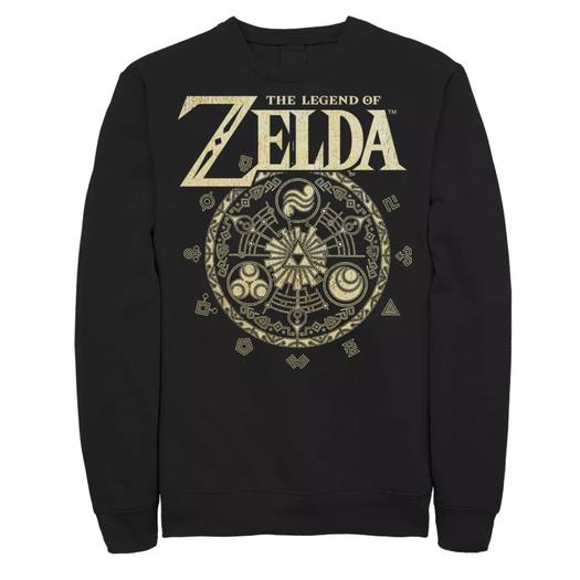 Мужской свитшот с круглой эмблемой и логотипом The Legend Of Zelda Licensed Character, черный