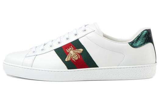 Кроссовки Gucci Ace Embroidered Bee Sneakers, низкие, кожаные, с вышивкой пчелы