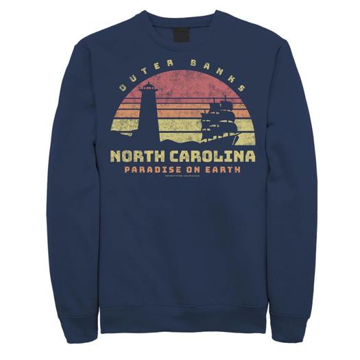 Мужской свитшот Outer Banks North Carolina Paradise On Earth в стиле ретро с закатом Licensed Character