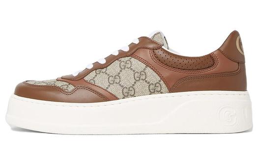 Кроссовки Gucci GG Supreme Sneaker, низкий верх, платформа, бежевые