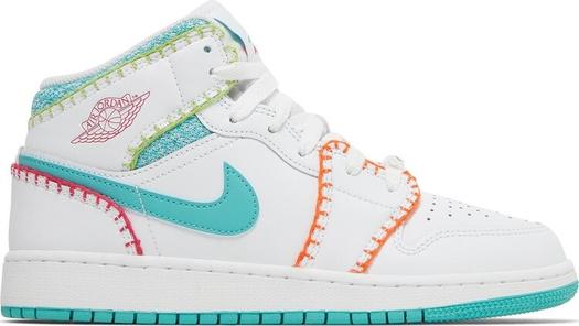 Кроссовки Air Jordan 1 Mid SE GS Multi Knit, белый
