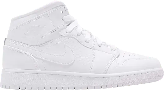 Кроссовки Air Jordan 1 Mid BG Triple White, белый