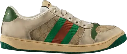 Кроссовки Gucci GG Screener Distressed GG Canvas, низкие, бежевые