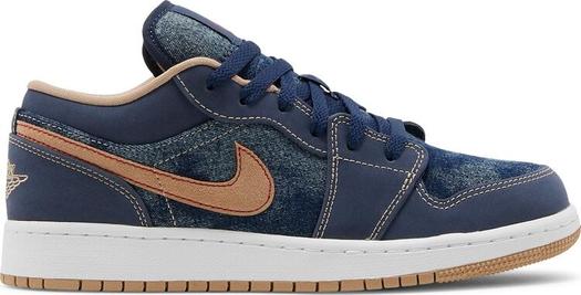 Кроссовки Air Jordan 1 Low SE GS Denim, синий