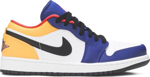 Кроссовки Air Jordan 1 Low White Deep Royal Blue, синий