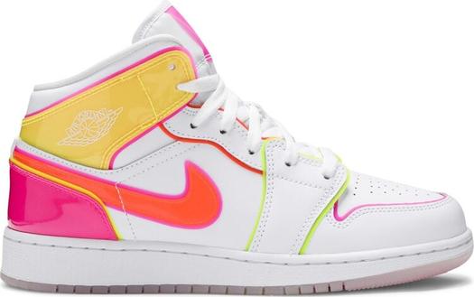 Кроссовки Air Jordan 1 Mid SE GS Edge Glow, белый