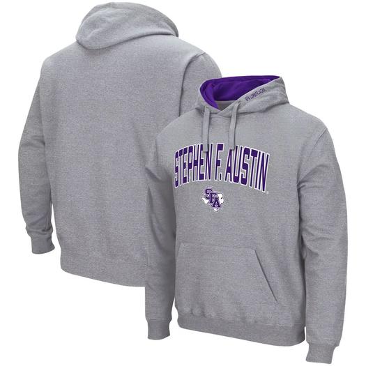 Мужской серый пуловер с капюшоном Stephen F Austin Lumberjacks Arch и Logo Colosseum