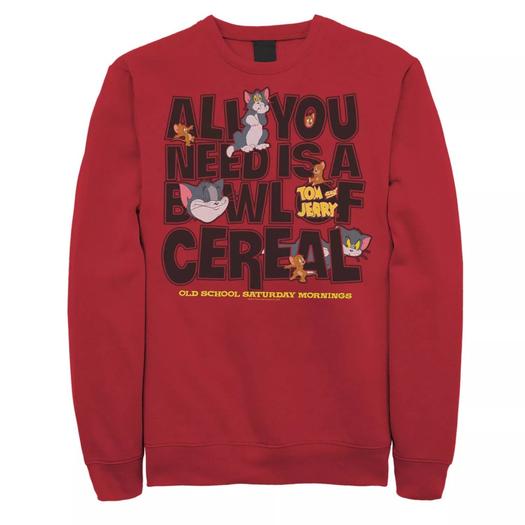 Мужской свитшот Tom And Jerry All You Need Is A Bowl Of Cereal Licensed Character
