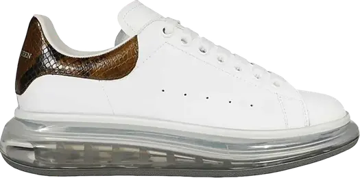 Кроссовки Alexander McQueen Oversized Sneaker Transparent Sole - Tan Snakeskin, белый
