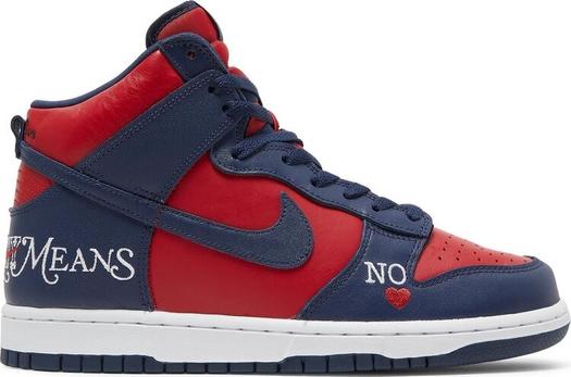 Кроссовки Nike Supreme x Dunk High SB 'By Any Means - Red Navy', красный