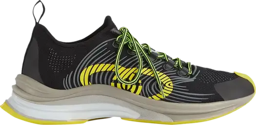 Кроссовки Gucci Run Sneaker Black Yellow, черные