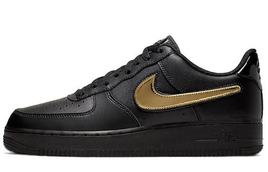 Кроссовки Nike Air Force 1 Black Metallic Gold Removable Swoosh Pack