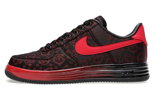 Мужские кроссовки для скейтбординга Nike Lunar Force 1 с принтом, черный/красный