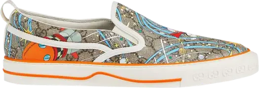 Кроссовки Gucci Tennis 1977 Slip-On Donald Duck, коричневый