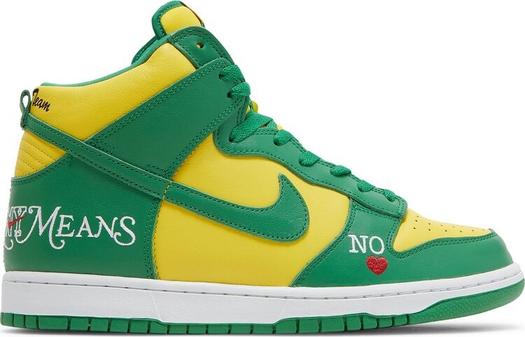 Кроссовки Nike Supreme x Dunk High SB 'By Any Means - Brazil', зеленый