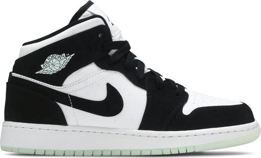 Кроссовки Air Jordan 1 Mid SE GS Glow in the Dark Panda, белый