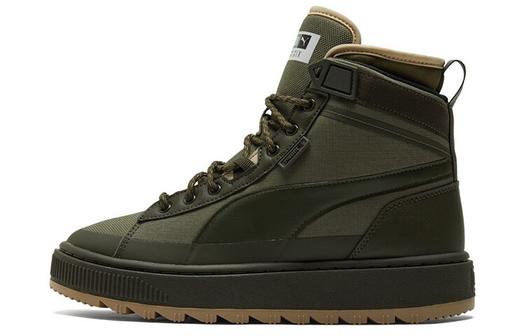 Кроссовки PUMA Suede Series Skateboard Shoes Unisex High-Top Brown Olive