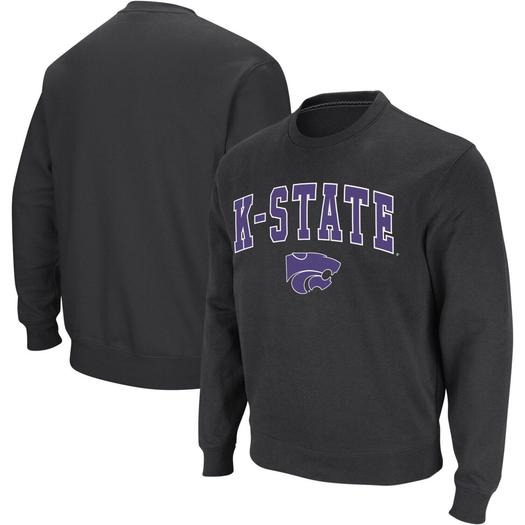 Мужской темно-серый свитшот с круглым вырезом Kansas State Wildcats Arch & Logo Colosseum