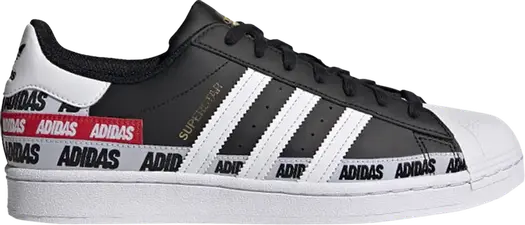 Кроссовки Adidas Superstar 'Wordmark Heel Stripe - Core Black', черный