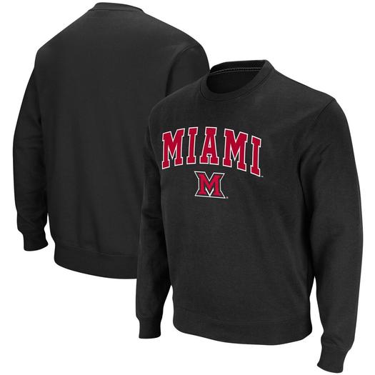 Мужской черный свитшот из твила Miami University RedHawks Arch & Logo Tackle Colosseum