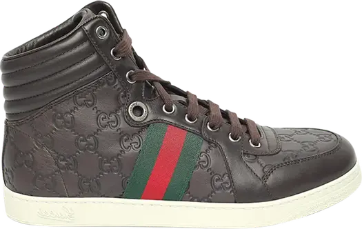 Кроссовки Gucci GG High Top Guccissima, высокие, коричневые