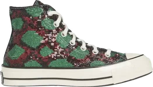 Кроссовки Converse Chuck 70 High Snake Pattern - Red Green, красный