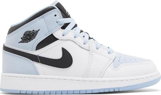 Кроссовки Air Jordan 1 Mid SE GS White Ice Blue, синий