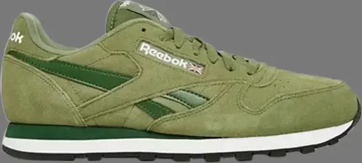 Кроссовки classic leather suede 'green' Reebok, зеленый