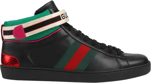 Кроссовки Gucci Ace High Top Stripe, черные