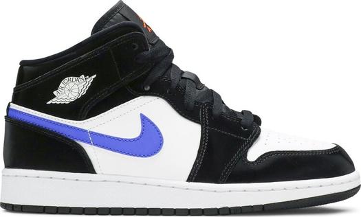 Кроссовки Air Jordan 1 Mid GS Black Racer Blue, черный