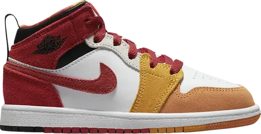 Кроссовки Air Jordan 1 Mid SE PS Picnic, красный