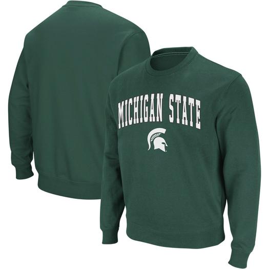 Мужской зеленый свитшот с круглым вырезом Michigan State Spartans Arch & Logo Colosseum