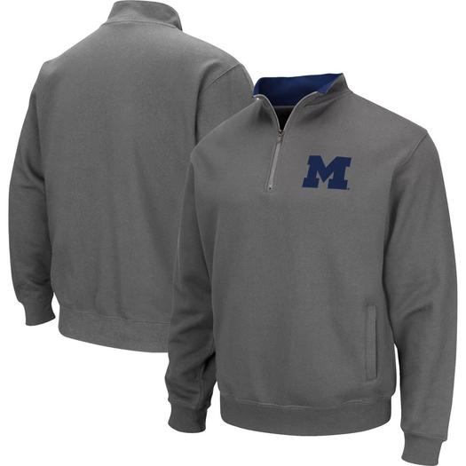 Мужской темно-серый свитшот с молнией четверти и логотипом Michigan Wolverines Big & Tall Tortugas Colosseum