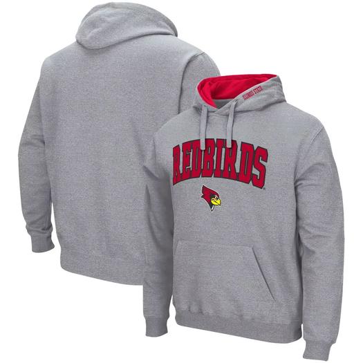 Мужской серый пуловер с капюшоном Illinois State Redbirds Arch & Logo 3.0 Colosseum