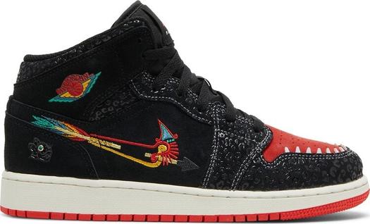 Кроссовки Air Jordan 1 Mid SE GS SiEMPRE Familia, черный
