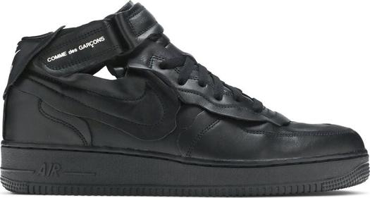 Кроссовки Nike Comme des Garçons x Air Force 1 Mid 'Triple Black', черный