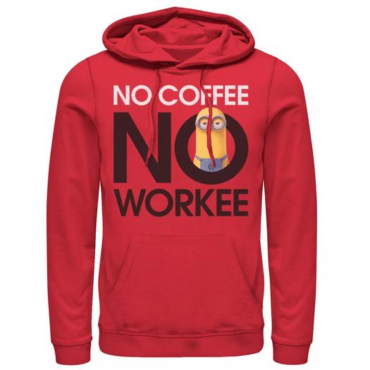 Мужской пуловер с капюшоном Despicable Me Minions No Coffee No Workee Licensed Character