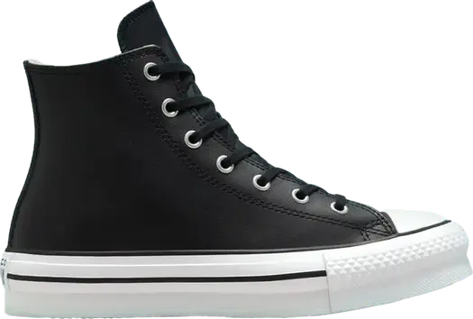 Кроссовки Converse Chuck Taylor All Star Lift Platform Leather High GS Black Natural Ivory, черный