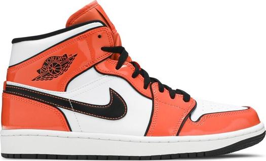 Кроссовки Air Jordan 1 Mid SE Turf Orange, кожаные, оранжевые