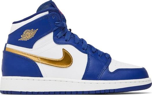 Кроссовки Air Jordan 1 Retro High BG Deep Royal, бело-синий