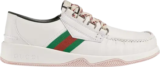 Кроссовки Gucci Leather Web Lace Up Low, белый