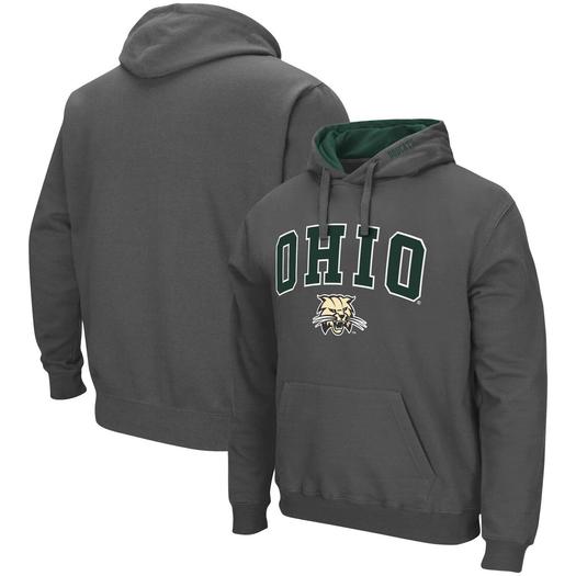 Мужской темно-серый пуловер с капюшоном Ohio Bobcats Arch и Logo Colosseum