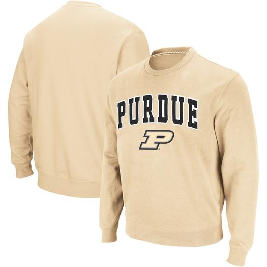 Мужской золотой свитшот с круглым вырезом Purdue Boilermakers Arch & Logo Colosseum