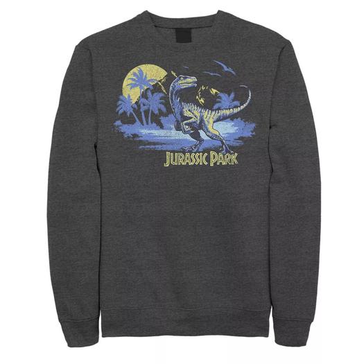 Мужской свитшот с потертостями и портретом Raptor Jurassic Park
