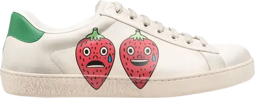 Кроссовки Gucci New Ace Strawberry, коллаборация Pablo Delcielo, кремовый