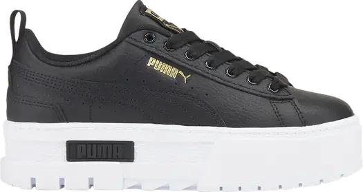 Кроссовки Puma Mayze Leather Jr Black Team Gold, черный